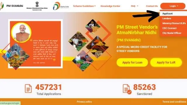 Swanidhi yojana website