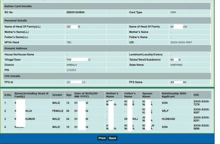 Haryana ration card list epds haryana