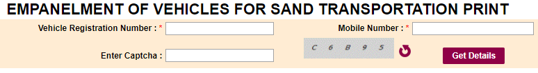 Print of empanelment of vehicles for sand transportation