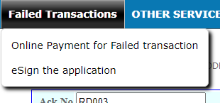Nadakacheri cv failed transaction