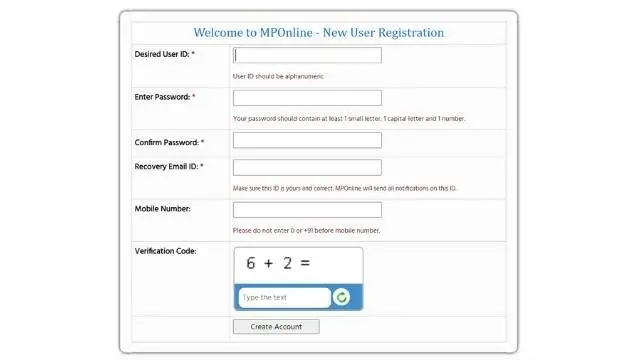 MP online Registration