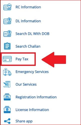 pay tax menu