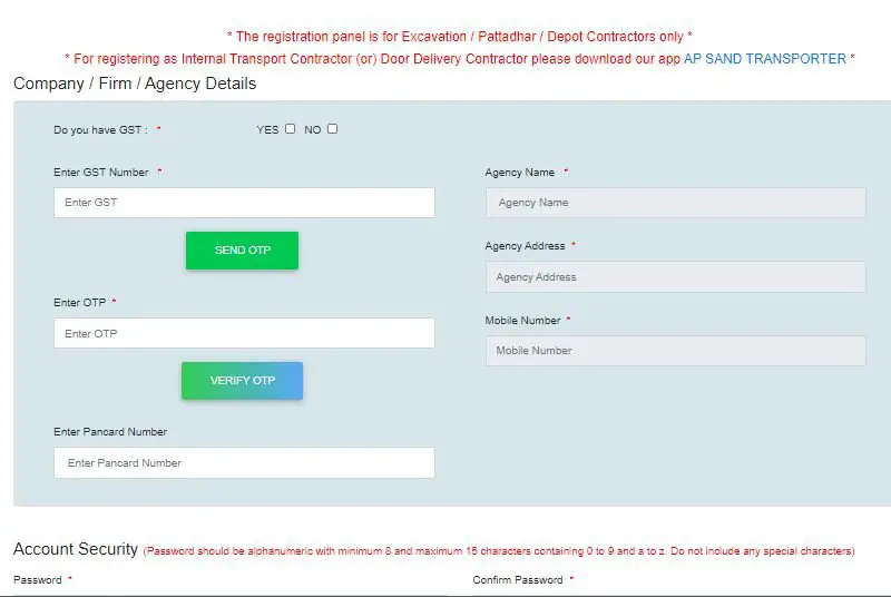 AP Sand firm registration