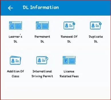 DL information in mparivahan app