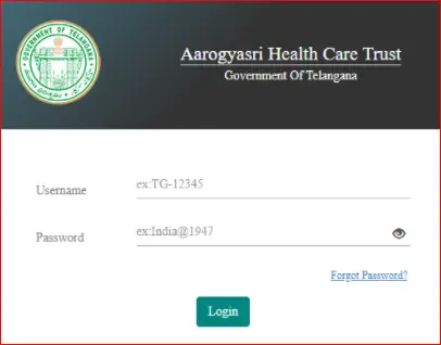 Aarogyasri Portal login