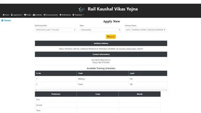 Rail kaushal vikas yojna online apply