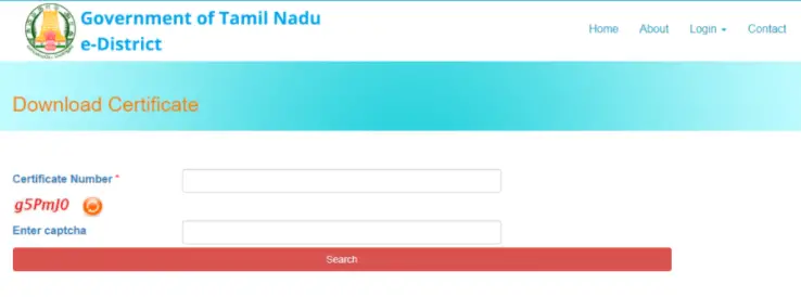 Tamil Nadu E District certificate download