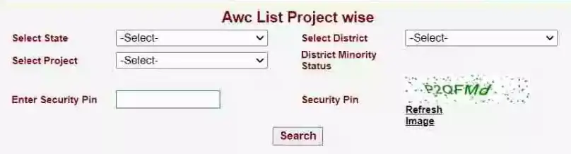 AWC list project wise