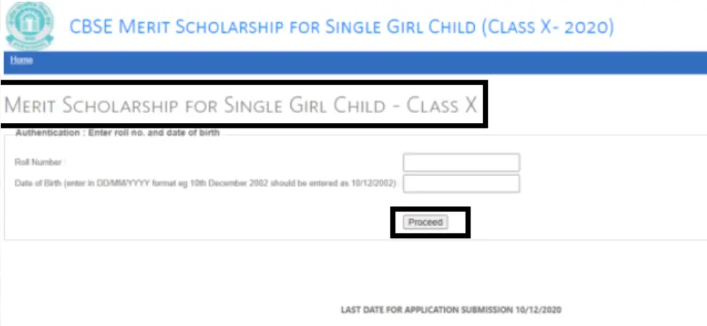 CBSE merit scholarship for single girl child