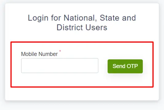 Log in for National, state and District users