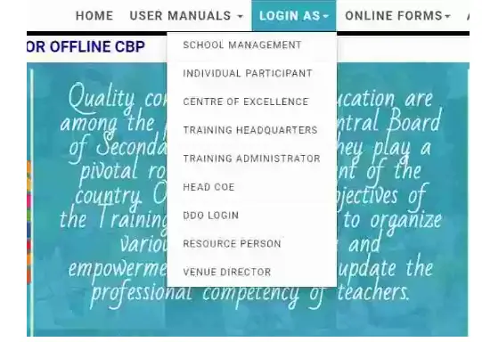 CBSE Training Portal login