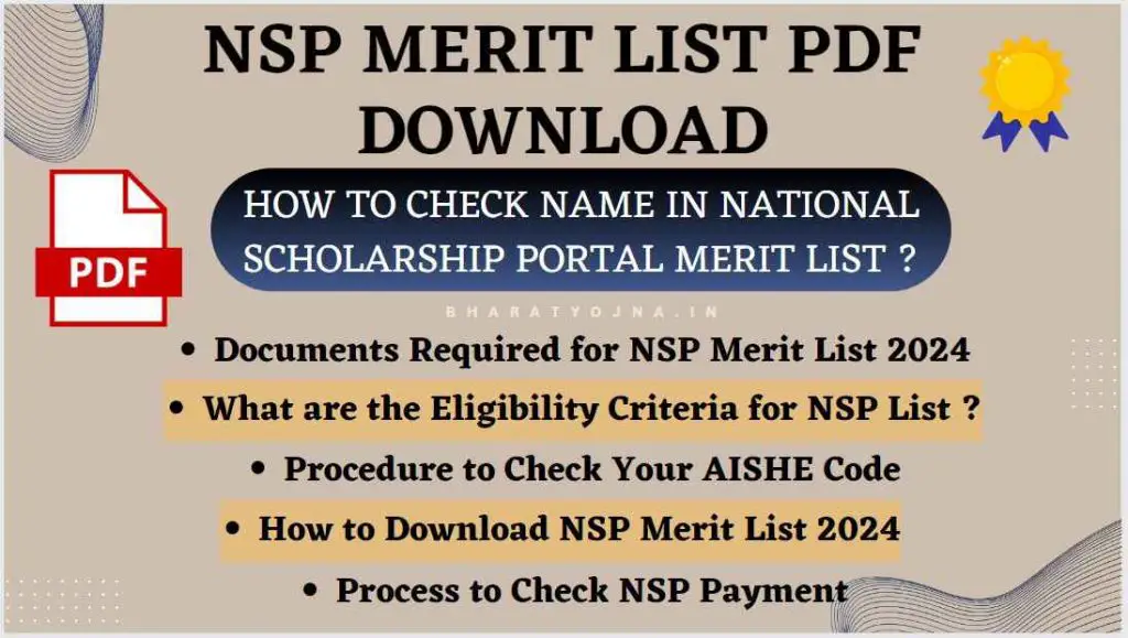 NSP Merit List 2024 Pdf Download How To Check Name in National