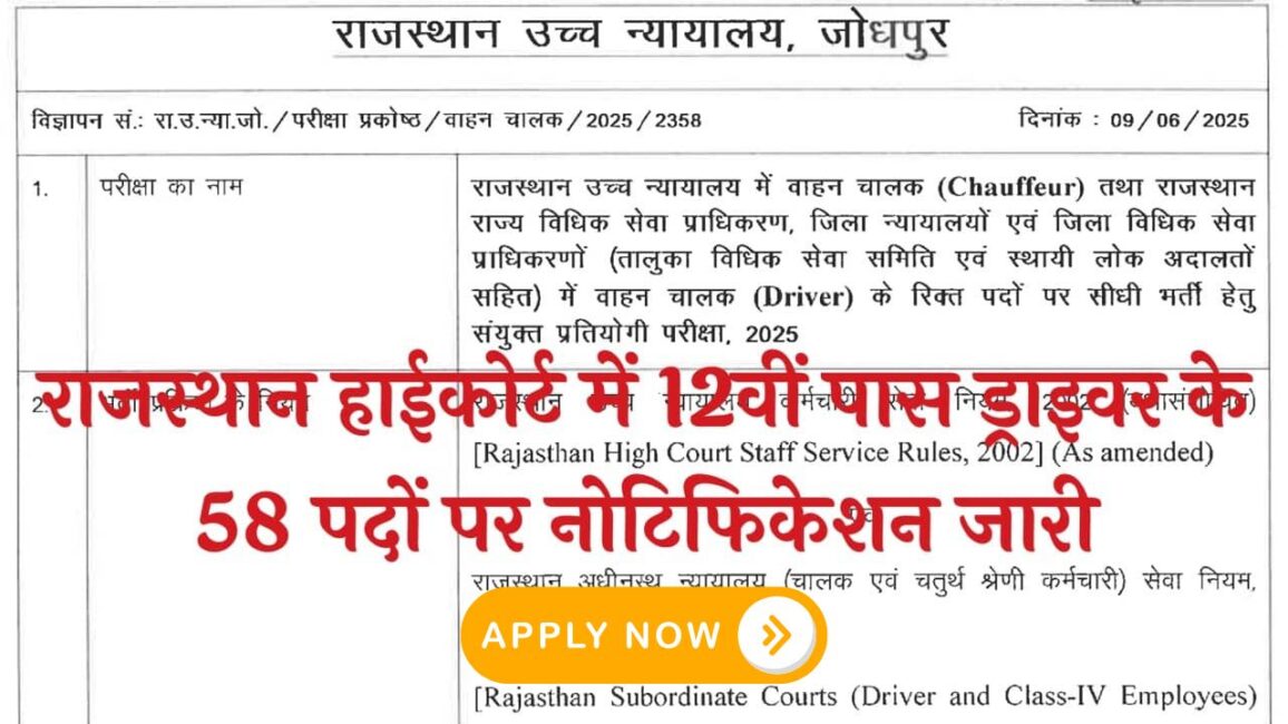 Rajasthan High Court Driver Recruitment